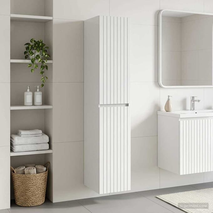 vidaXL - Wandgemonteerde - Badkamerkast - Hoogglans - Wit - 33 - x - 34,5 - x - 160 - cm