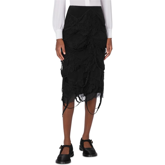 Moschino Layer Up Crêpe De Chine Midi Skirt Black Größe: 40 | Midiröcke Outlet | Damen | Schwarz