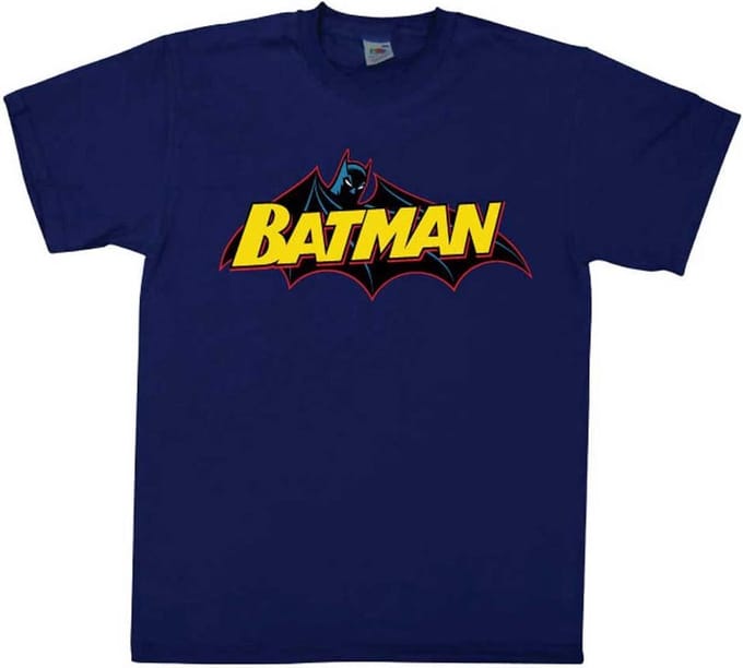 DC Comics Batman Heren Tshirt -S- Retro Logo Blauw