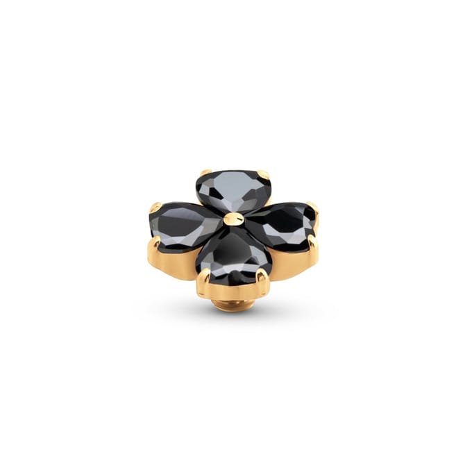 Melano Twisted Heart Clover Steentje Black | Goud