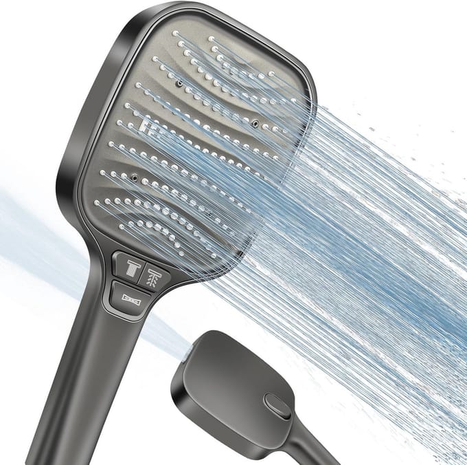 Douchekop Grijs - Grote XXL Regen - Luxe Douche Ervaring - 8 Straalstanden - 120mm - Grijs