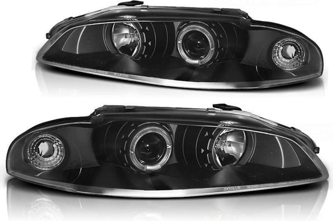 Koplampen dual halo rims MITSUBISHI ECLIPSE 97-12 98 ANGEL EYES ZWART