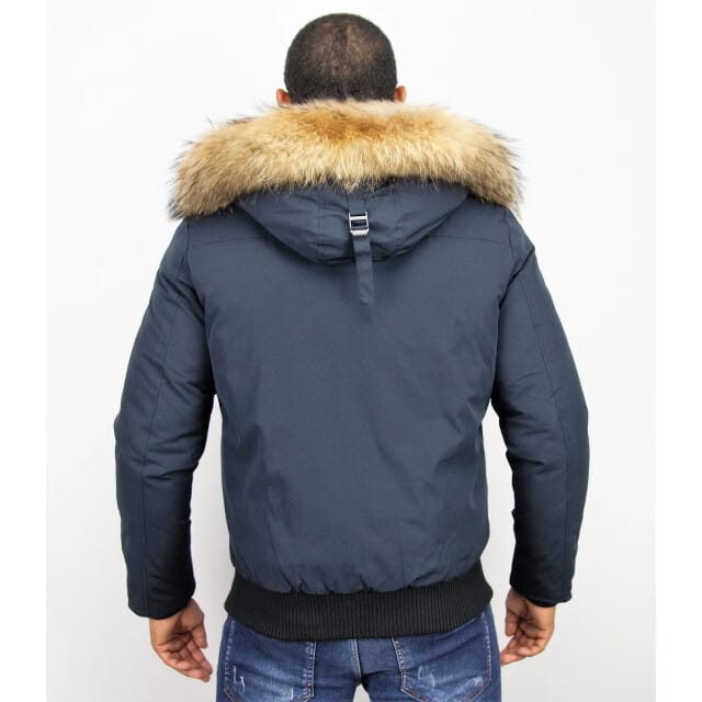 Enos Korte winterjas met bontkraag