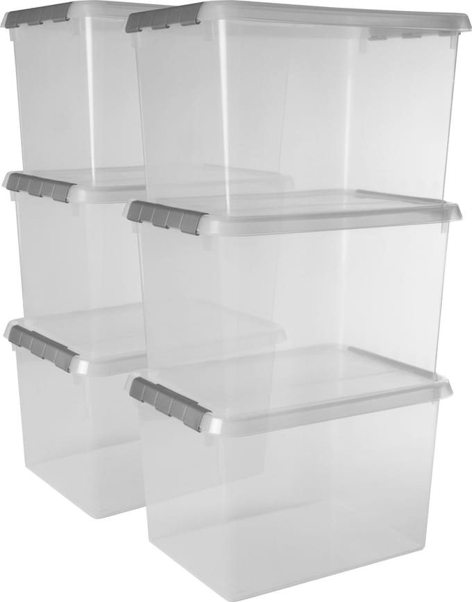 Sunware Comfort Line opbergbox 22L - Set van 6 - 40x30x26 cm - Transparant