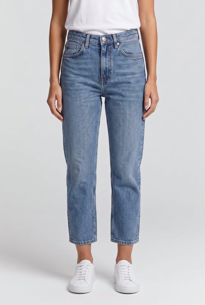 ARKET Jade Cropped Stretch Blue Maat: W26 | Straight Broeken Outlet | Dames | Blauw