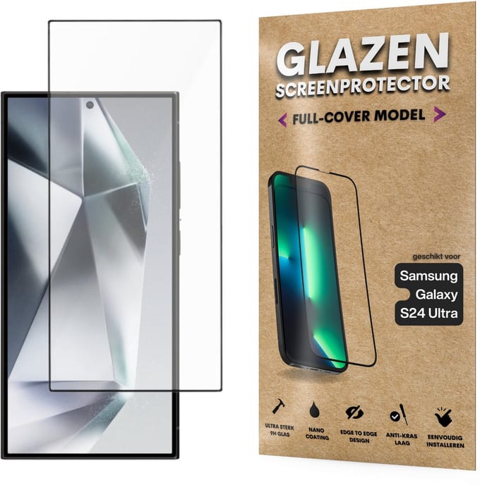 Screenprotector - Geschikt voor Samsung Galaxy S24 Ultra - Gehard Glas - Full Cover Tempered Glass - Case Friendly
