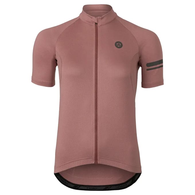 agu Core Fietsshirt Dames Korte Mouwen - Bruin - Drie achterzakken - YKK-rits over de hele lengte - Sneldrogend interlock