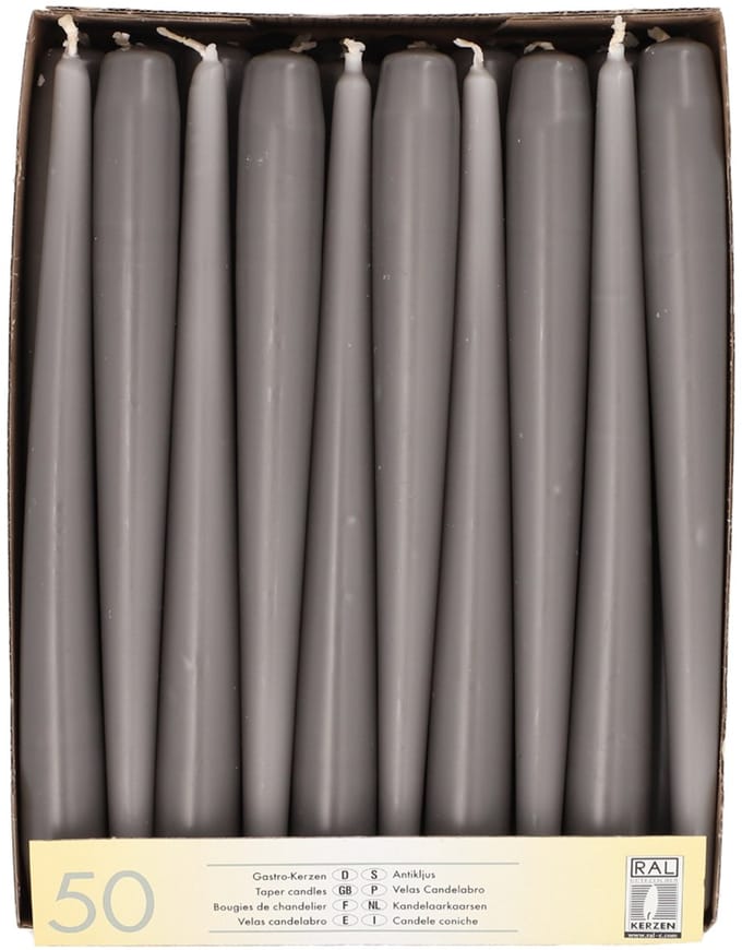 50 Kandelaarkaarsen Ø 2,2 cm · 25 cm olijfgroen