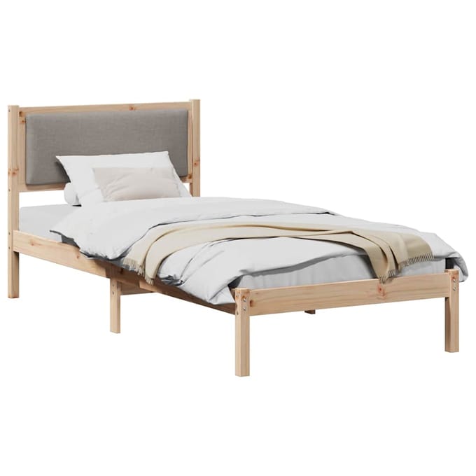 vidaXL - Bedframe - met - hoofdeinde - Taupe - 100 - x - 200 - cm - Massief - grenenhout