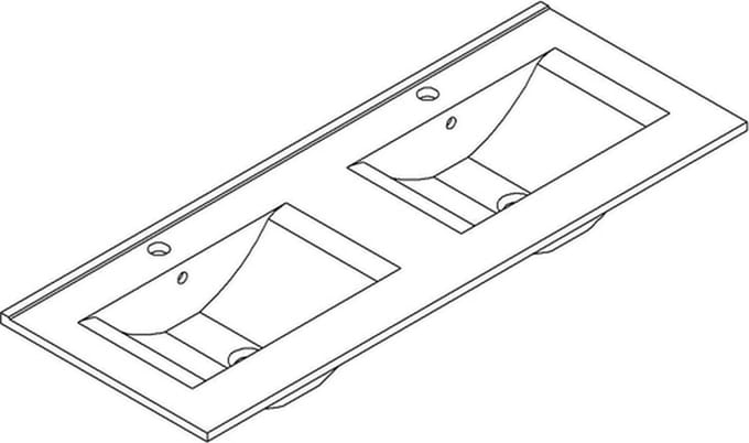 Allibert Dubbele Wastafel Soft - Porselein - Rechthoekig - Wit - 120,5cm