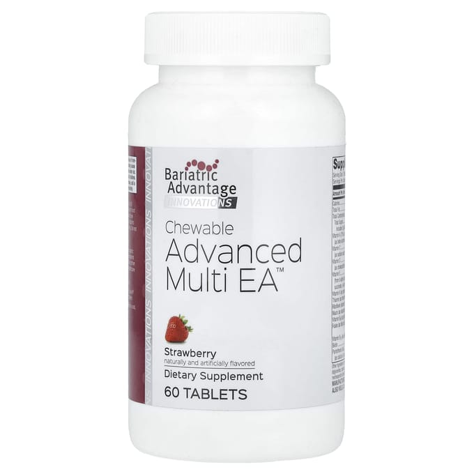 Bariatrische Voordeel, Kauwbare Geavanceerde Multi EA, Aardbei, 60 tabletten