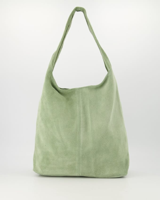Teatro - Loreen - Handtas - Schoudertas - Suede - Leer - Ruim - Saliegroen