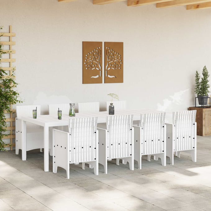 vidaXL - Tuin - Eettafel - Set - 9 - st - Lichtgrijs - Polypropyleen