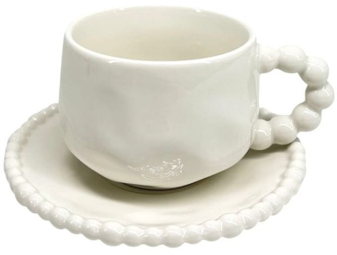 Almina – koffiekopjes set – Pearly 12-delig – parelhandgreep – pearly – 200 ml