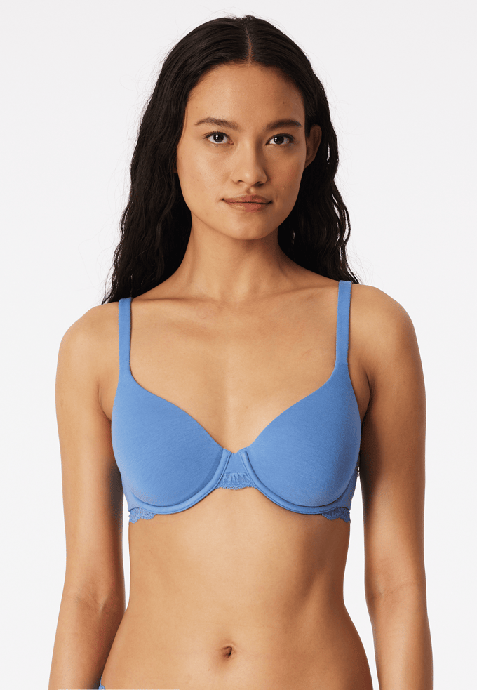 BH met cups, kant, aquablauw - Unique Cotton 70D