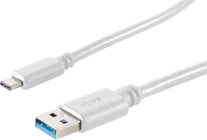 USB-C naar USB-A kabel - USB3.0 - tot 2A / wit - 3 meter