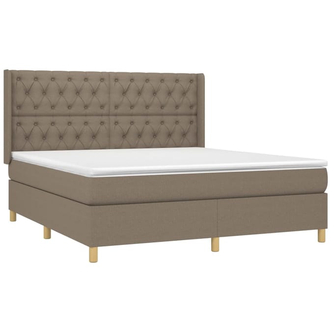 vidaXL - Boxspring - met - matras - stof - taupe - 160x200 - cm