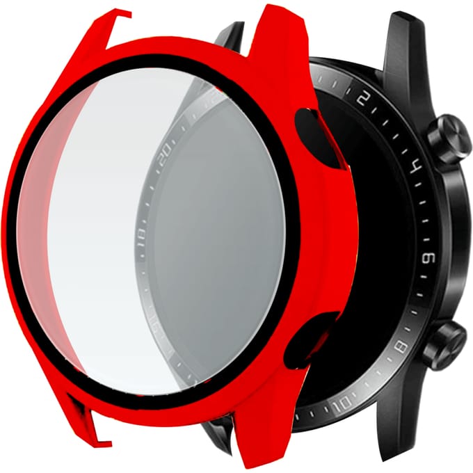 Huawei Watch GT2 46mm Hoesje met Screenprotector gehard glas - Rood