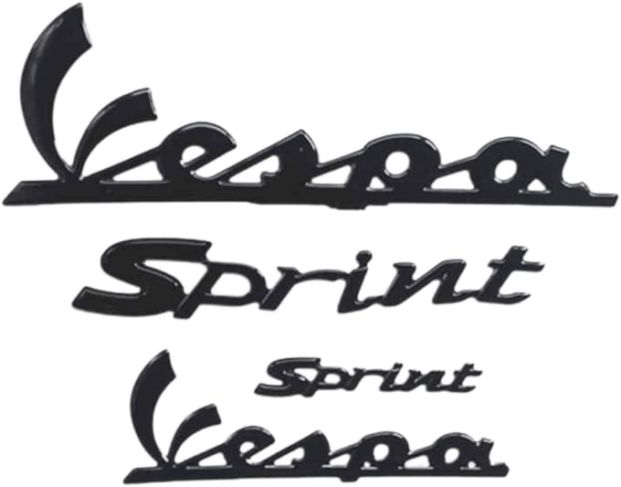 Vespa Sprint sticker set 4-delig - logo 3D glans zwart