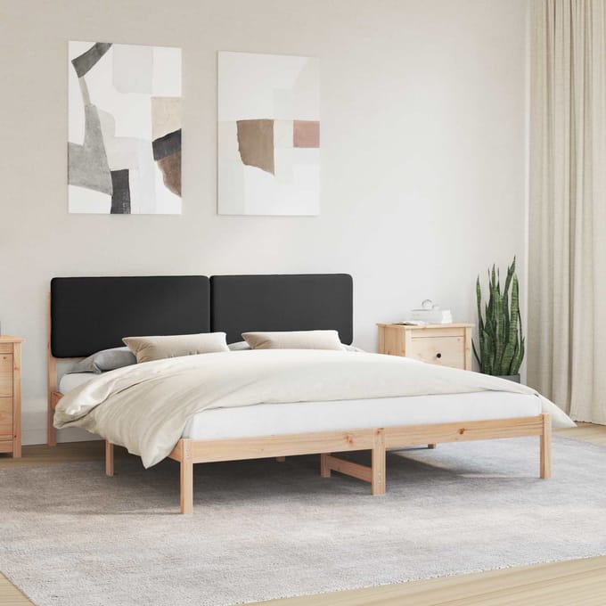 vidaXL - Bedframe - met - Gevoerde - Hoofdbord - Zwart - 200 - x - 200 - cm