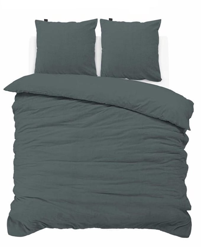 iSleep Dekbedovertrek Teddy Fleece - Eenpersoons - 140x200/220 cm - Antraciet