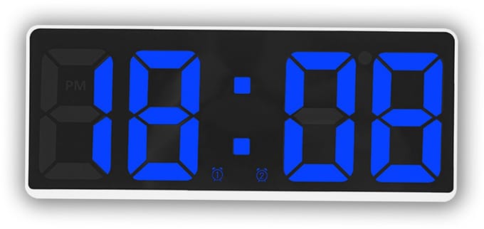 longziming -Digitale Wekker met Temperatuur – LED Display – Spraakbediening – Verstelbare Helderheid – Wit/Blauw