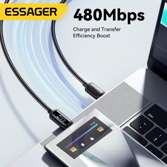 Essager USB Type C naar USB C-kabel 100W 5A PD snellaadkabel voor Macbook Xiaomi Samsung Type-C digitale displaykabel 3M
