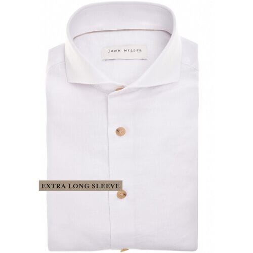John Miller Overhemd Extra Long Sleeve 7 Cotton Linnen Cutaway Collar Mouwlengte 7 Wit / male