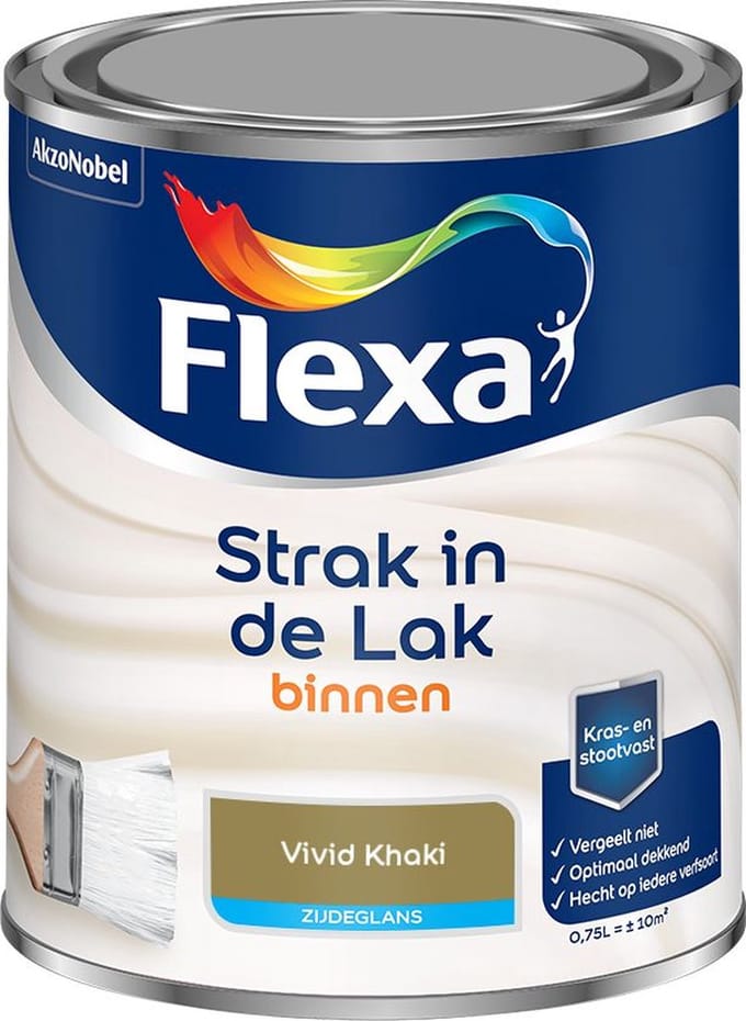 Flexa - Strak In De Lak Binnenlak Zijdeglans - Vivid Khaki - Mengverf - 750 Ml