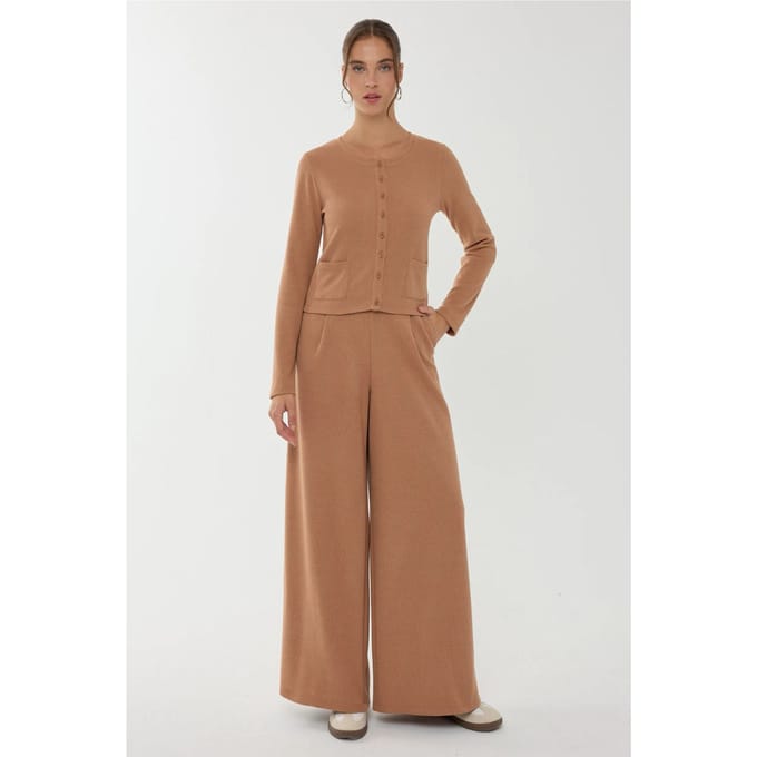 Brede Lange Broek met Elastische Taille