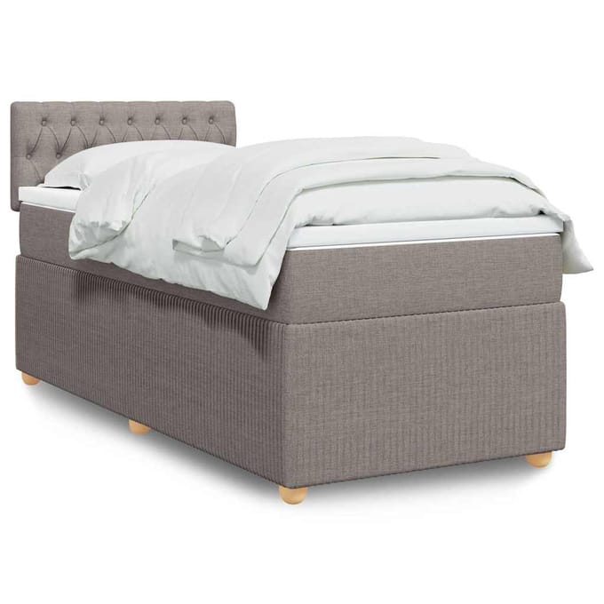 vidaXL - Boxspring - met - matras - stof - taupe - 90x200 - cm