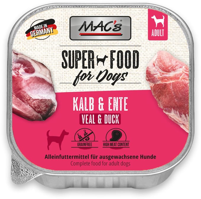 MACS DOG Kalfsvlees & Eend 10 x 150g - hoog vers vleesgehalte 99%