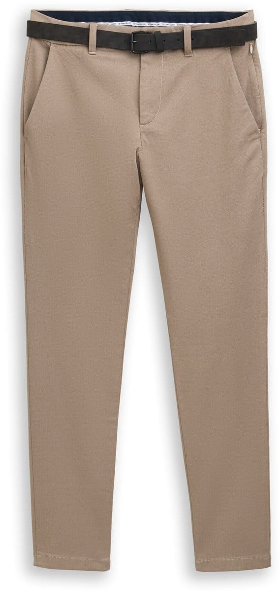 Tom Tailor - TTTRAVIS SLIM chino met riem - Maat 32/36 - beige brown zig zag structure