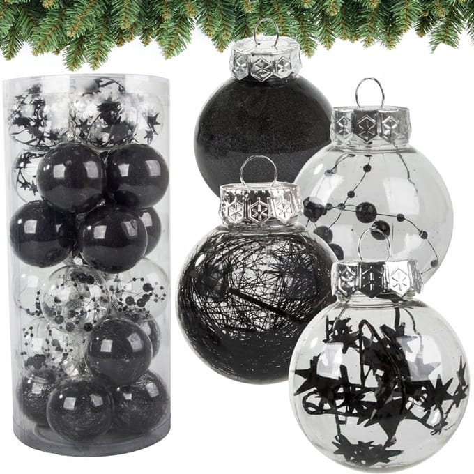 HANGZHOU A LINK STAR TECHNOLOGY CO. LIMITTED BOMBKI - Kerstbal Set - 24 Stuks - Zwart en Transparant