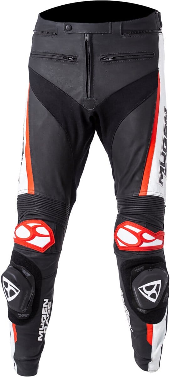 MUGENRACE RBRS-1 Zwart Wit Rode Leren Broek - Broek