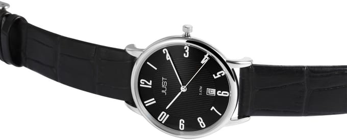 JUST Herenhorloge Echtleder Saxton, datumaanduiding