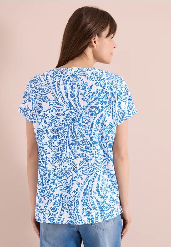 Blouse met korte mouwen in seersucker kwaliteit