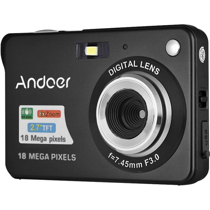 Andoer 18M 720P HD digitale camera videocamera met 2 oplaadbare batterijen 8x digitale zoom