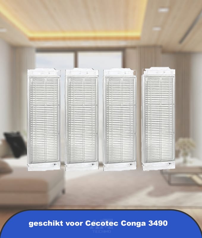 4 Stks Filter Vervanging geschikt voor Cecotec Conga 3490 Stofzuiger Accessoires Onderdelen