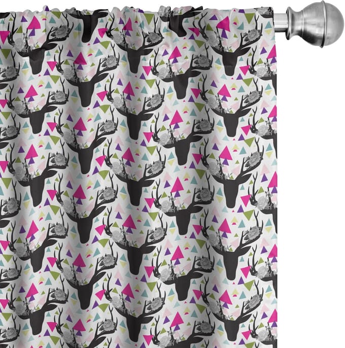 ABAKUHAUS Herten gordijnen – 2-delige set van microvezel, multicolor