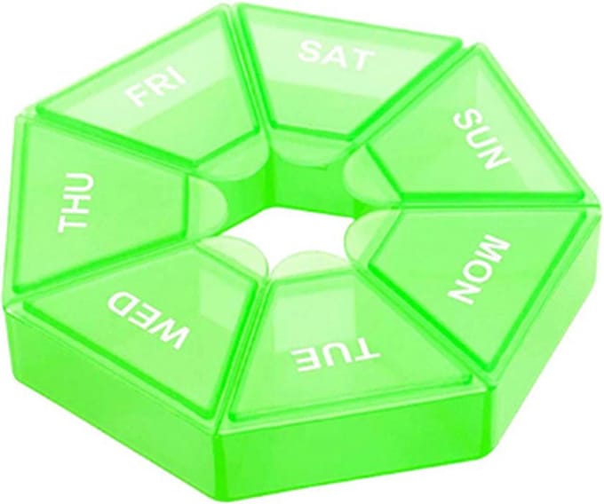 Pillendoos - 7 Dagen - Pillenbakje - Pillen Organizer - Medicijn Doosje - Lime Groen