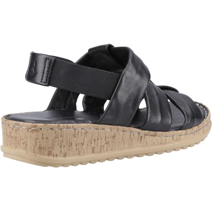 Hush Puppies Eden Brede Pasvorm Leren Dames Zwarte Sandalen