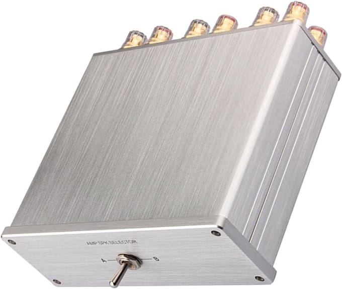 Geluidsselector Box - Audio Switcher - HIFI Geluid - 2 In 1 Uit - 19 cm Breed - Zilver