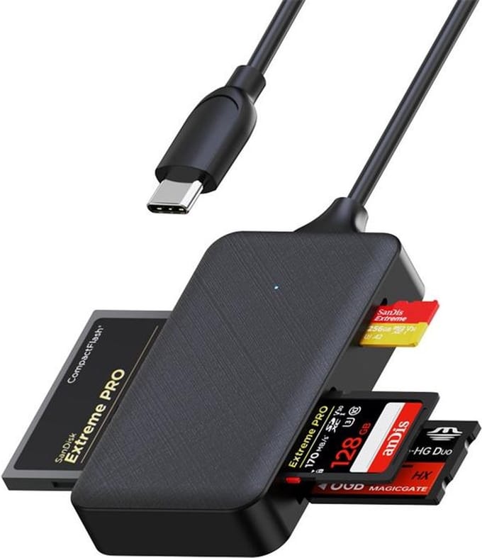 Nördic CRD-055 USB-C Kaartlezer – 4-in-1 - CF, SD, MicroSD en MS