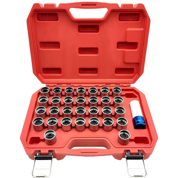 31 stuks Security Master Locking Wheel Moer Sleutel Antidiefstal Schroef Dopsleutel Tool Kit Vervanging voor 0 zilver