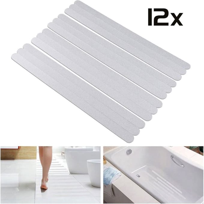DW4Trading Zelfklevende Transparante Antislip Stickers Strips - 12 Stuks - 20x2 cm