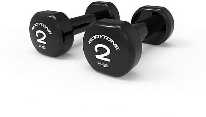 Bodytone V2 2kg Pvc-gecoate Dumbbell 2 Eenheden Zwart 2 kg