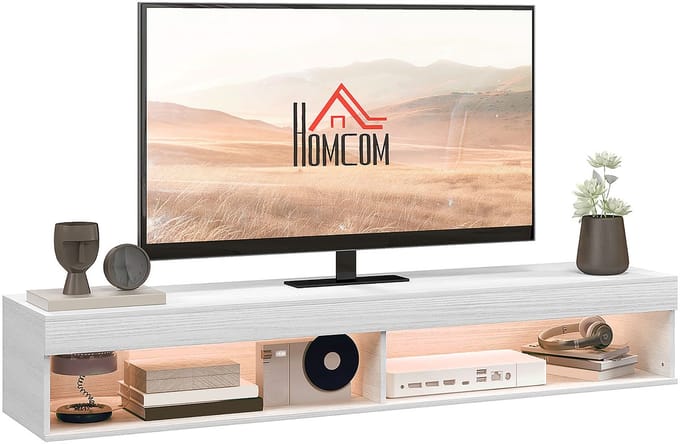 HOMCOM-TV-meubel - Houten - 180x40x30cm - Wit
