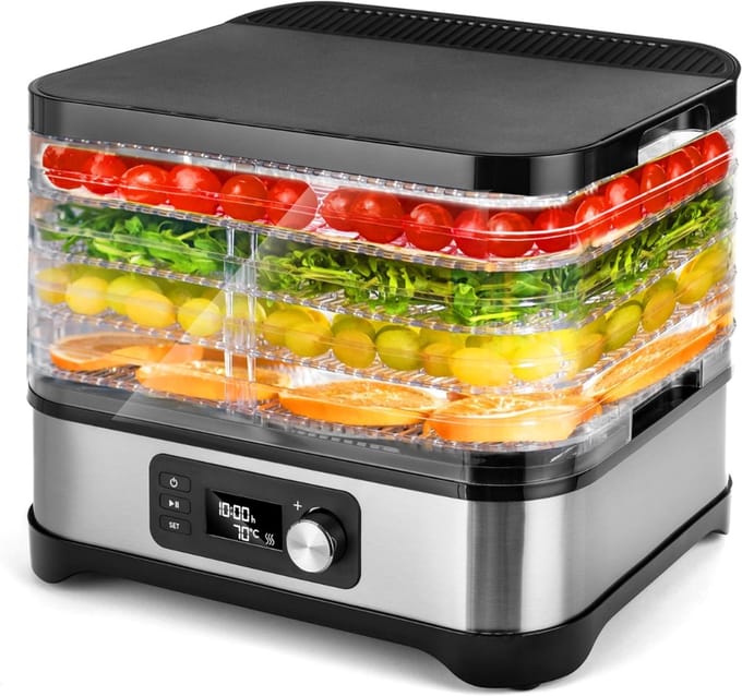 DnA® Voedseldroger - Dehydrator - Droogoven - Voedseldrogers - Zilver - 22cm x 32cm x 25cm