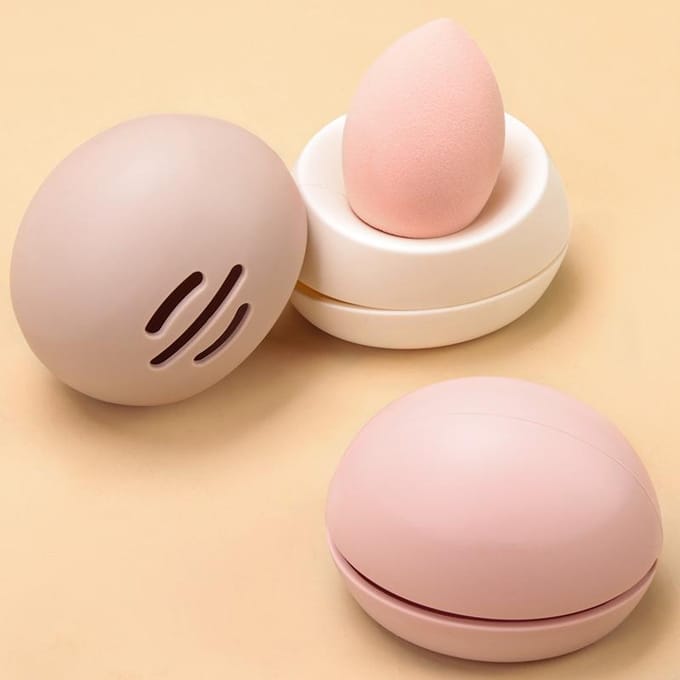 Beauty Egg Box Reizen Draagbare Siliconen Cosmetische Tas Opslag Drogen Beauty Blender Opbergtas white